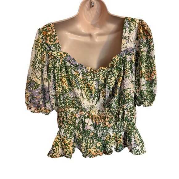 Cynthia Rowley Size Small Crop Top Balloon Puff Short Sleeve NWT - Picture 3 of 8